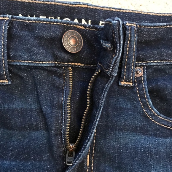 American Eagle Hi Rise Denim Shorts Cut Offs Altered Size 2 Next Level Stretch - Picture 10 of 16